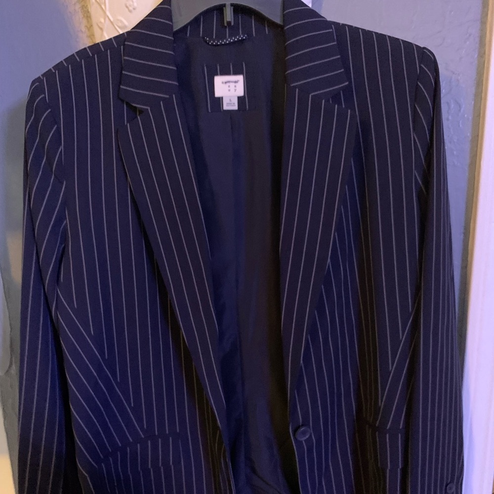 Blue and white pin stripe blazer